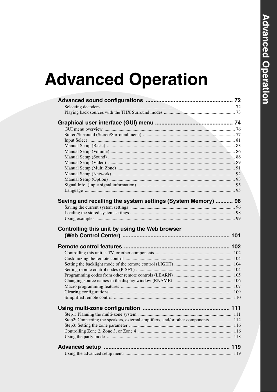 Advanced operation, Ad v a nced operation | Yamaha NOT FOND DSP-Z11 User Manual | Page 71 / 150