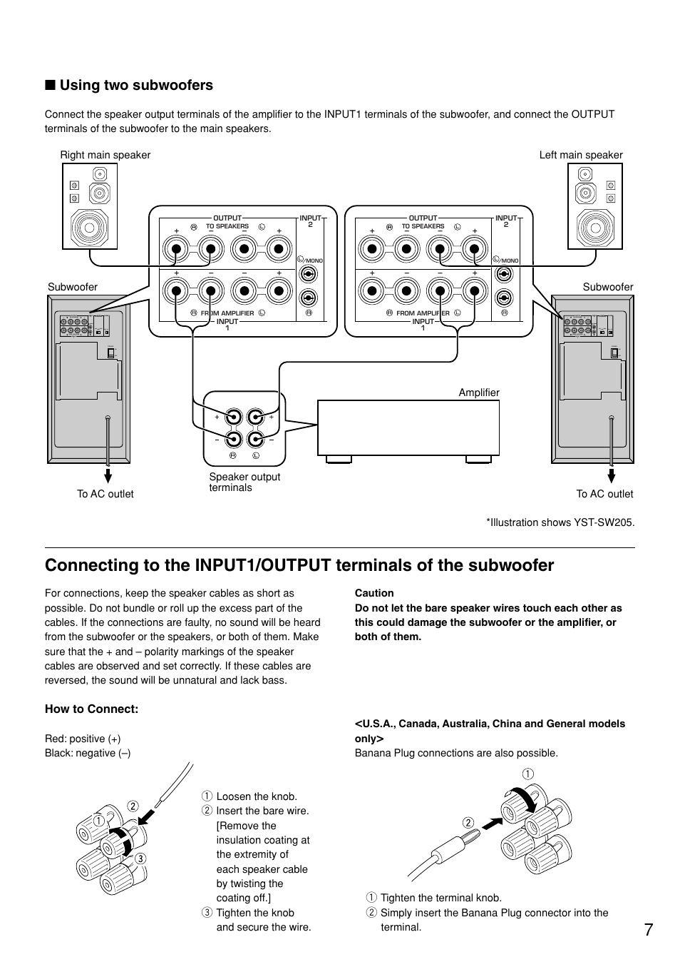 Using two subwoofers, How to connect | Yamaha YST-SW305 User Manual | Page 11 / 19