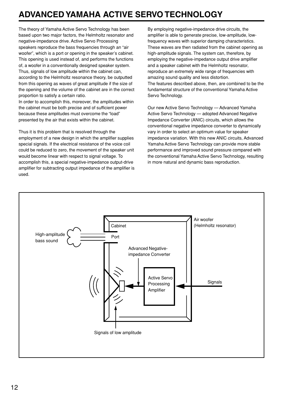 Advanced yamaha active servo technology | Yamaha YST-SW305 User Manual | Page 16 / 19