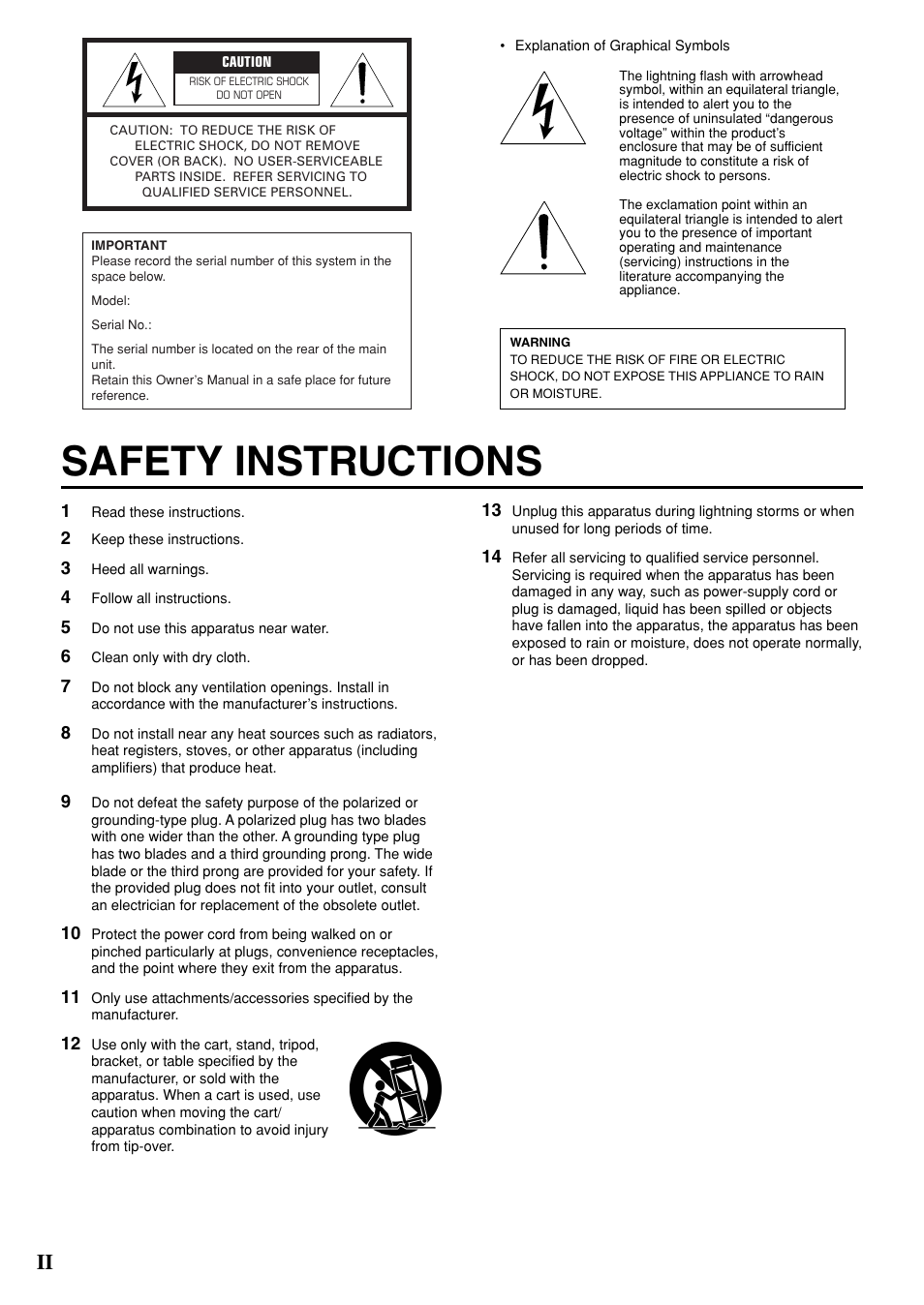 Safety instructions | Yamaha YST-SW305 User Manual | Page 2 / 19