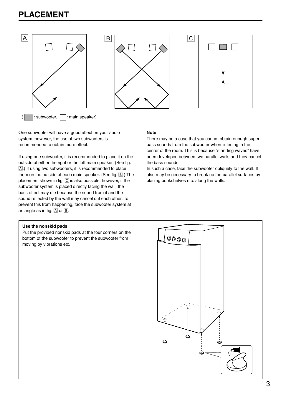 Placement, Çı å | Yamaha YST-SW305 User Manual | Page 7 / 19