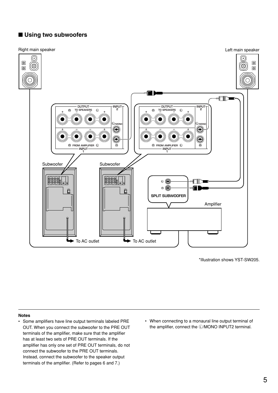 Using two subwoofers | Yamaha YST-SW305 User Manual | Page 9 / 19