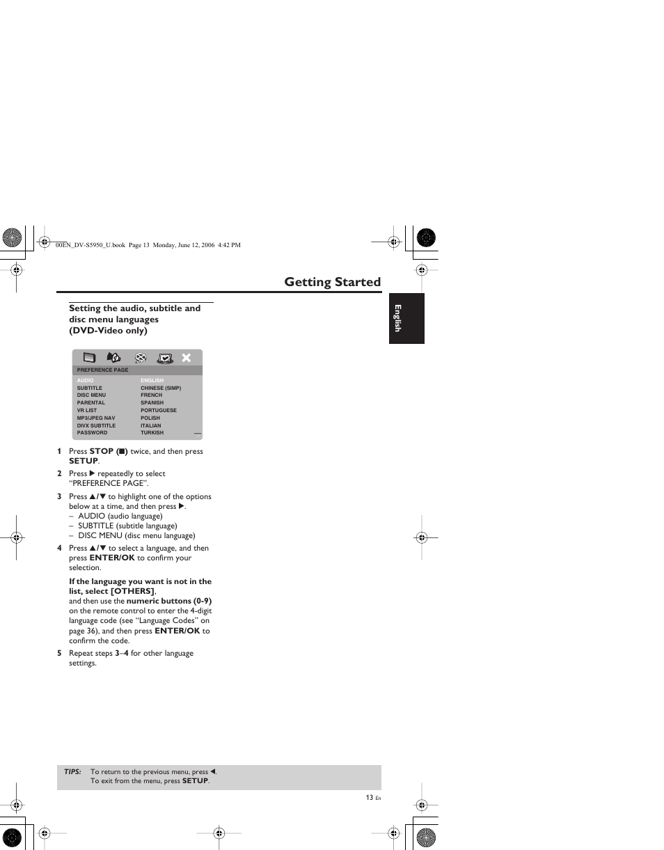 Getting started | Yamaha DV-S5950 User Manual | Page 17 / 47