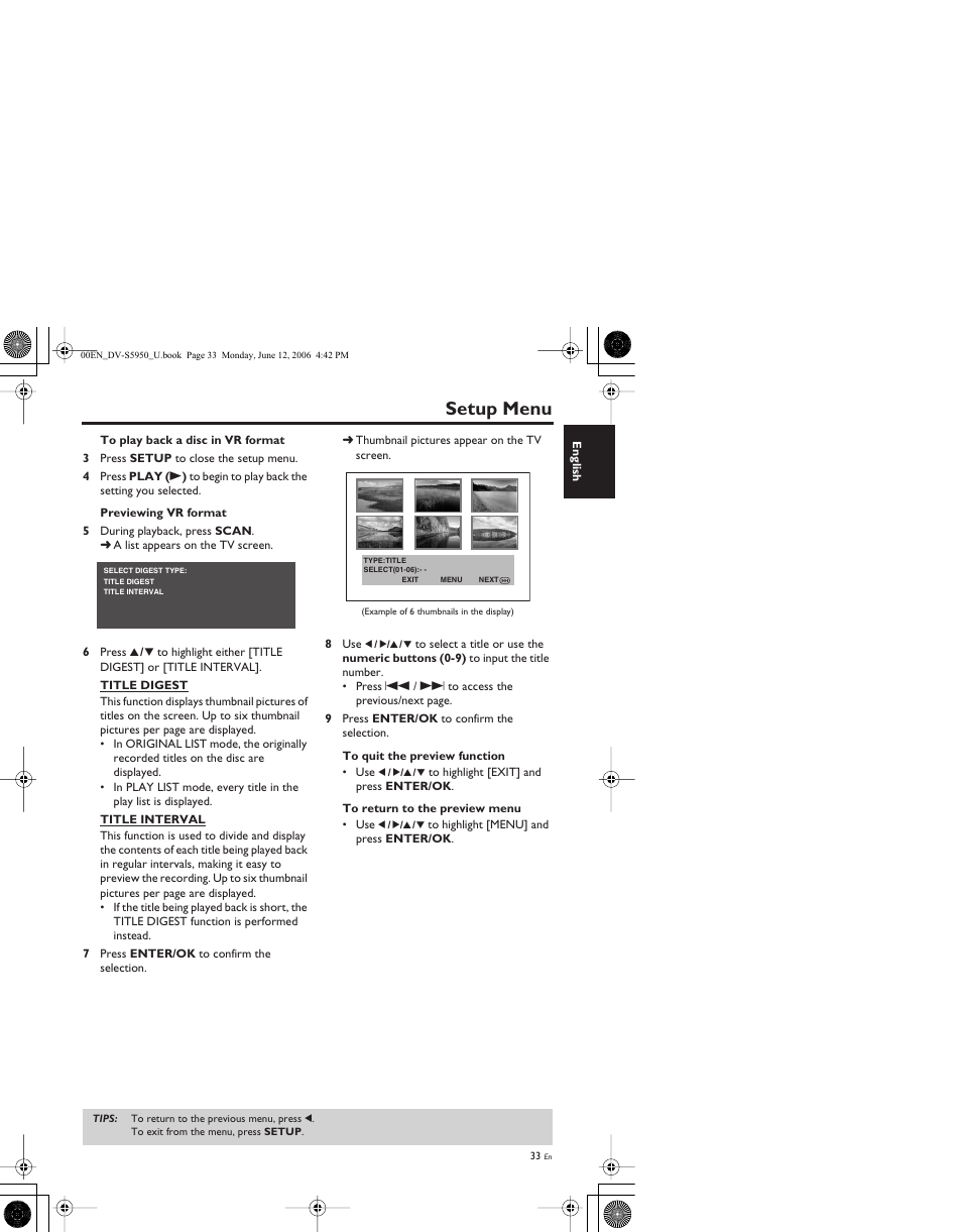 Setup menu | Yamaha DV-S5950 User Manual | Page 37 / 47