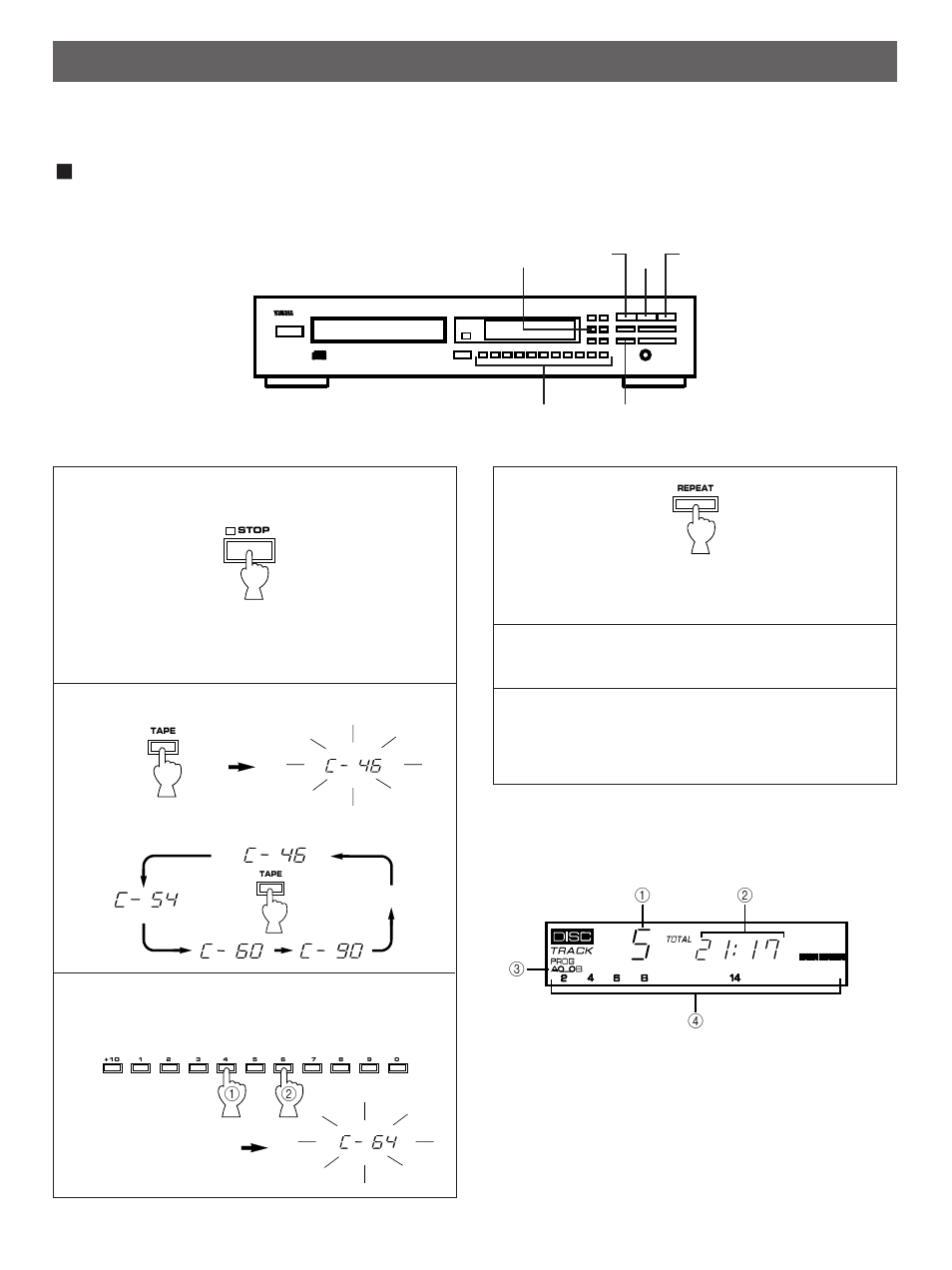 Track programming for recording to tape | Yamaha YHT-470 User Manual | Page 12 / 18
