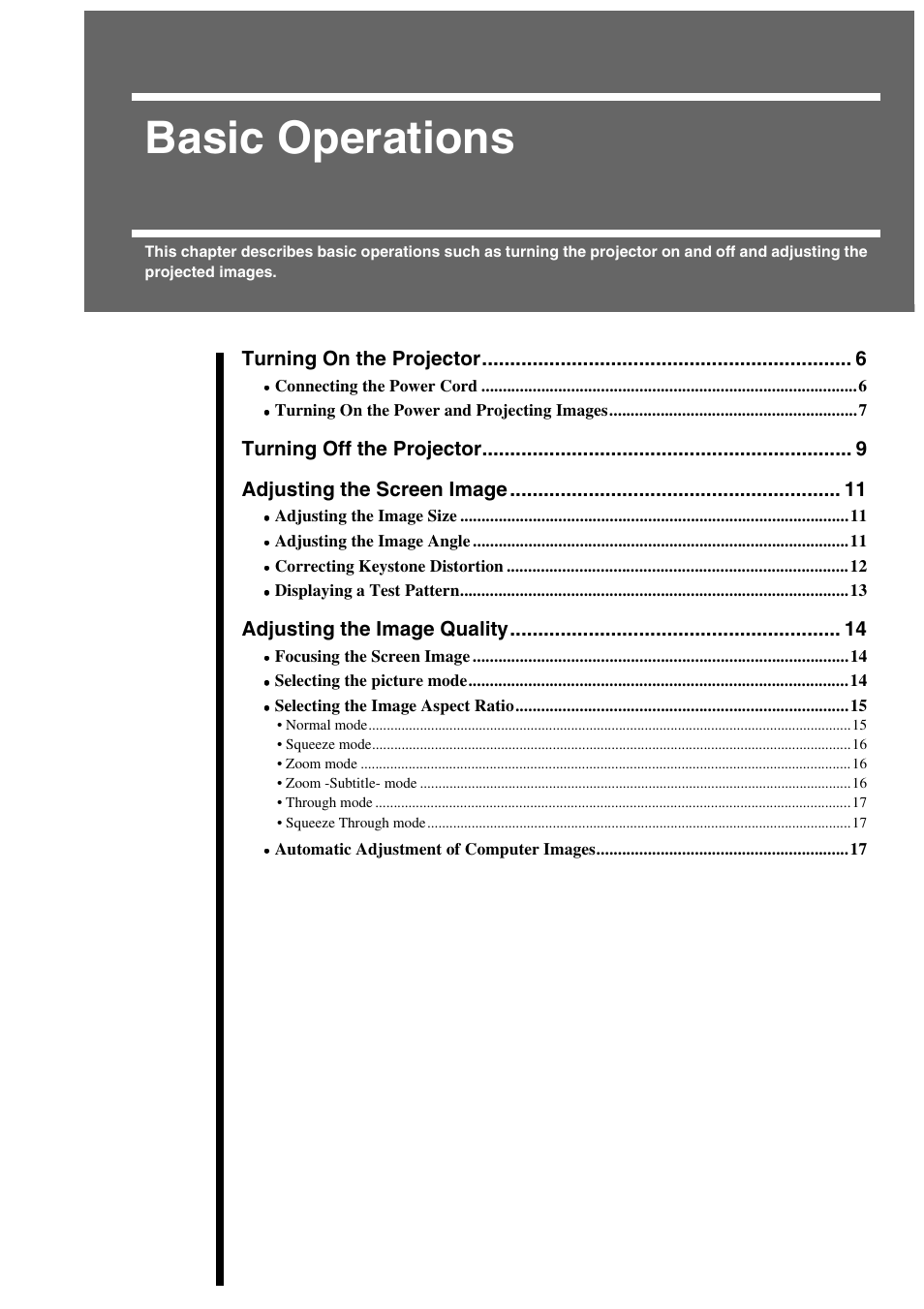 Basic operations, Turning on the projector, Adjusting the image quality | Yamaha LPX-500 User Manual | Page 10 / 80