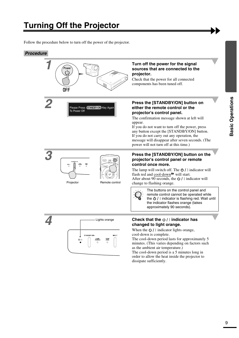 Turning off the projector | Yamaha LPX-500 User Manual | Page 14 / 80