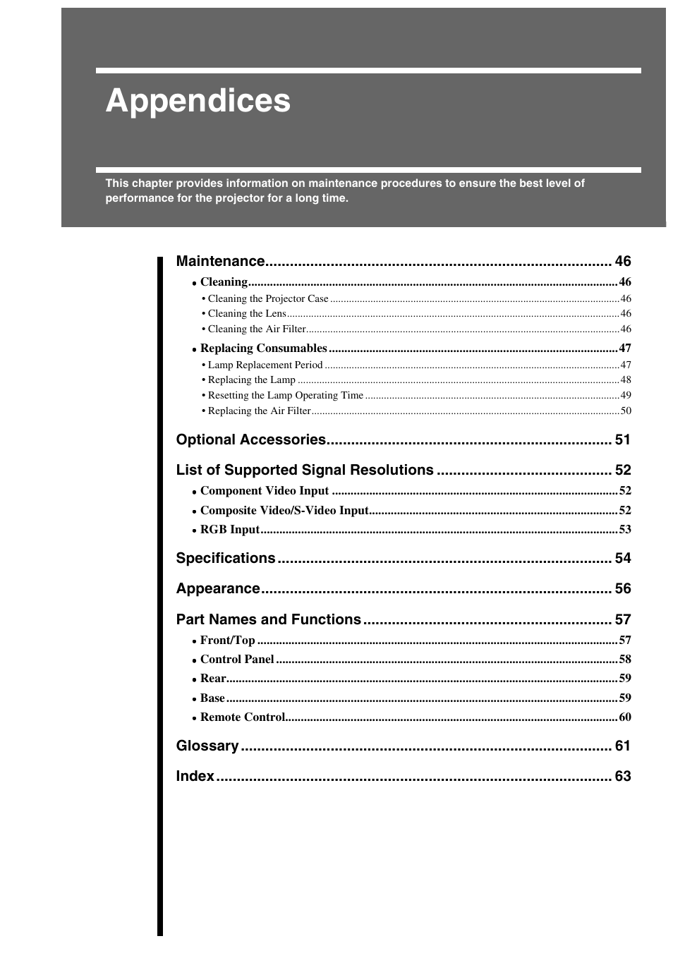 Appendices | Yamaha LPX-500 User Manual | Page 48 / 80