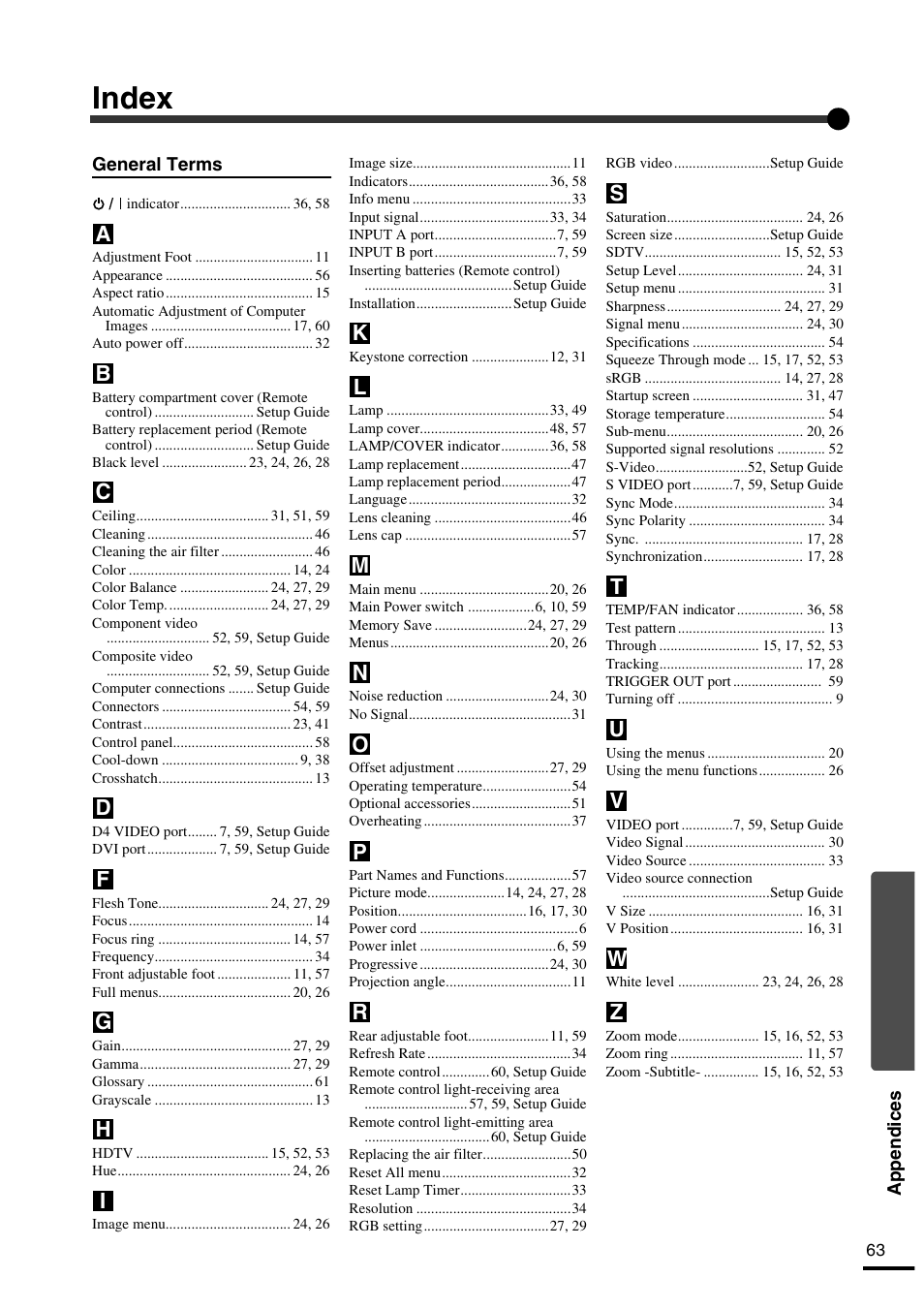 Index | Yamaha LPX-500 User Manual | Page 66 / 80