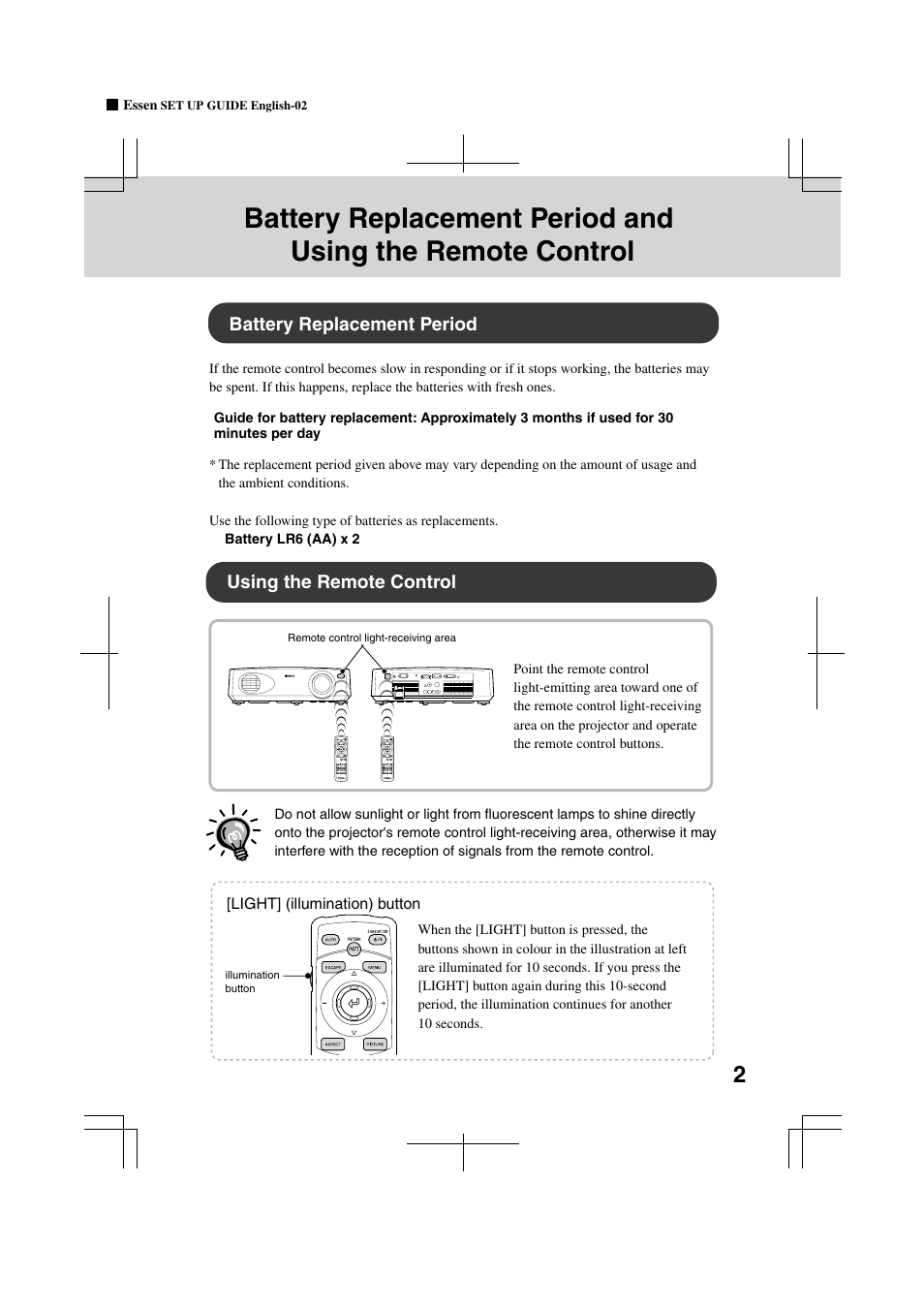 Battery replacement period, Using the remote control | Yamaha LPX-500 User Manual | Page 71 / 80