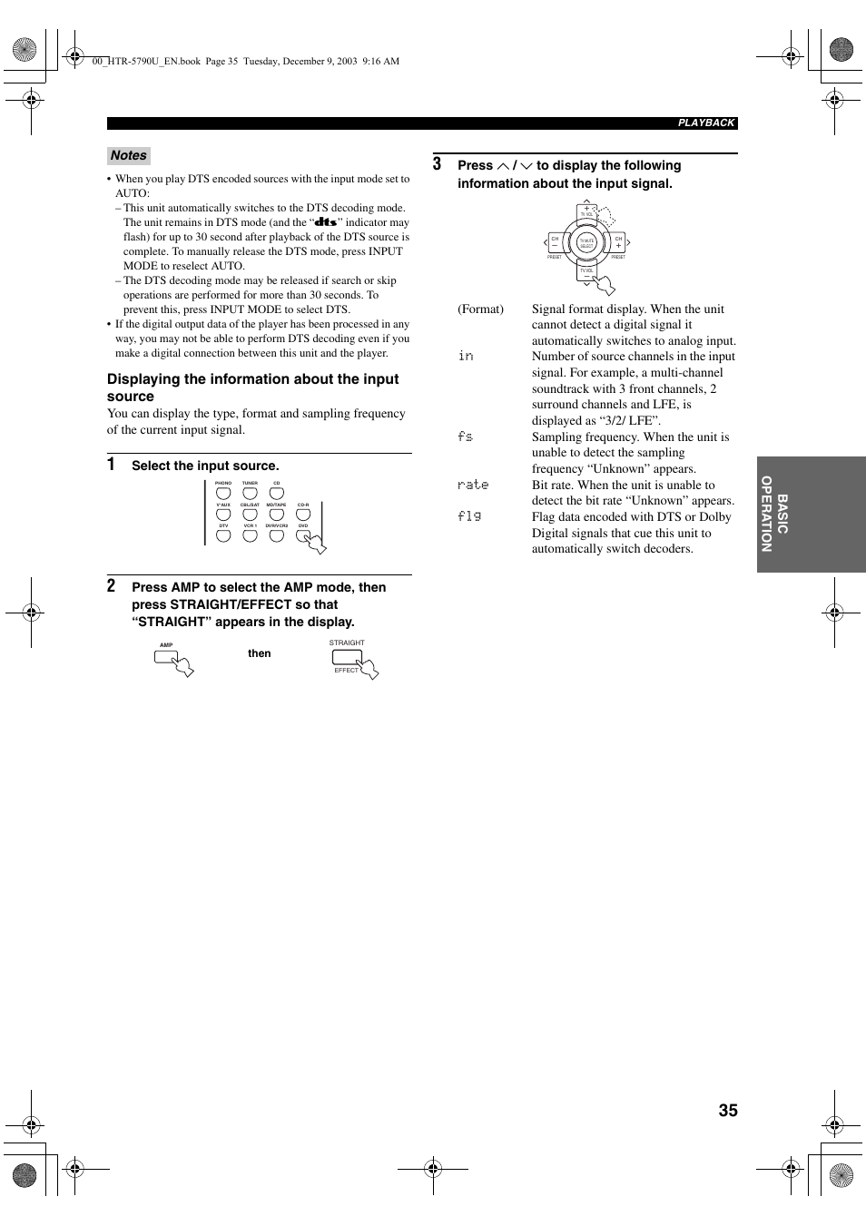 Displaying the information about the input source | Yamaha HTR-5790 User Manual | Page 39 / 90