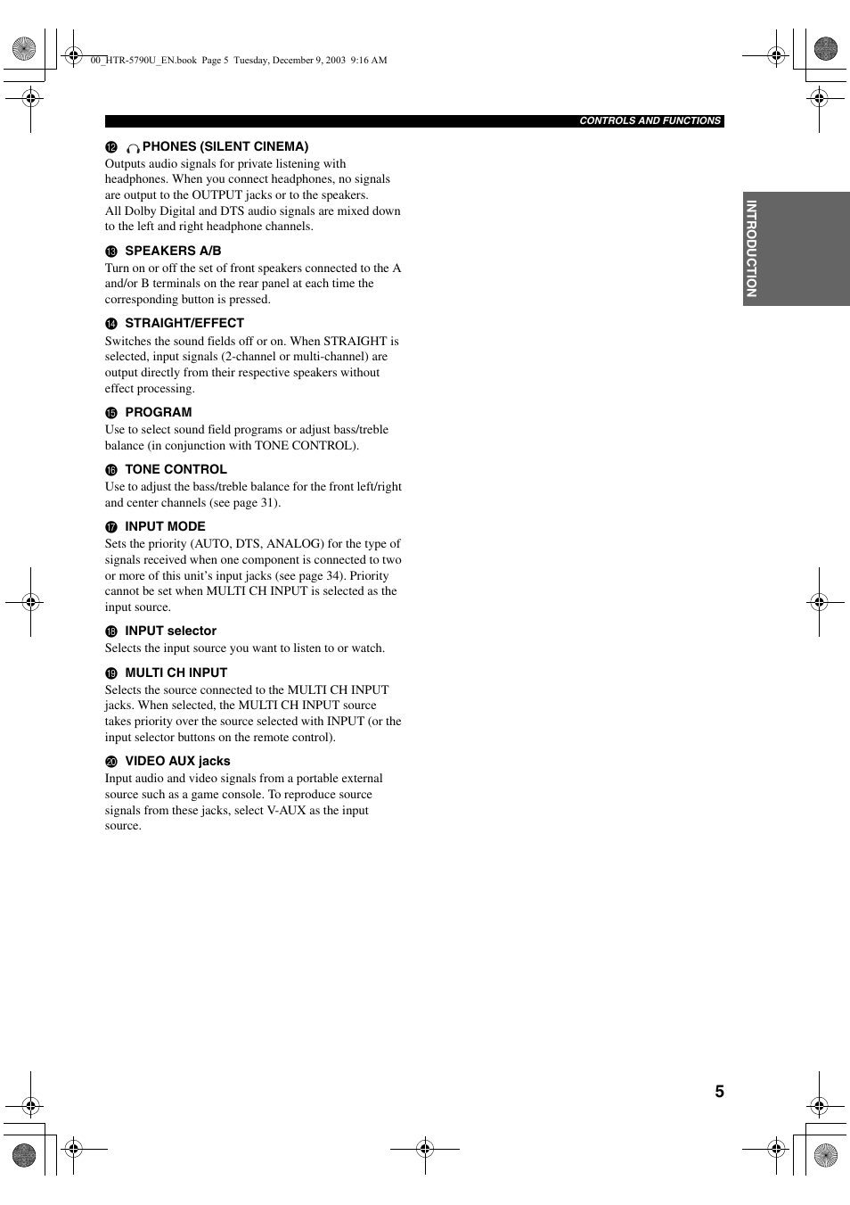 Yamaha HTR-5790 User Manual | Page 9 / 90