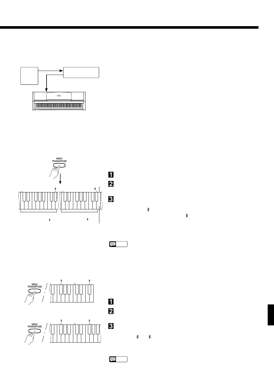 Selección de canal de transmisión y recepción midi, Transposición de transmisión midi | Yamaha Clavinova CLP-153S User Manual | Page 16 / 29