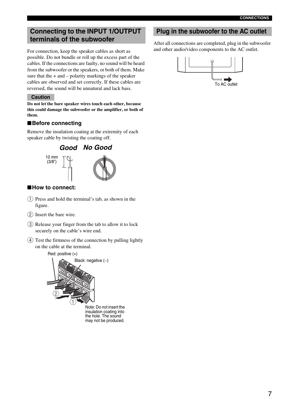 Plug in the subwoofer to the ac outlet, Good no good | Yamaha HTR-5940 AV User Manual | Page 136 / 169