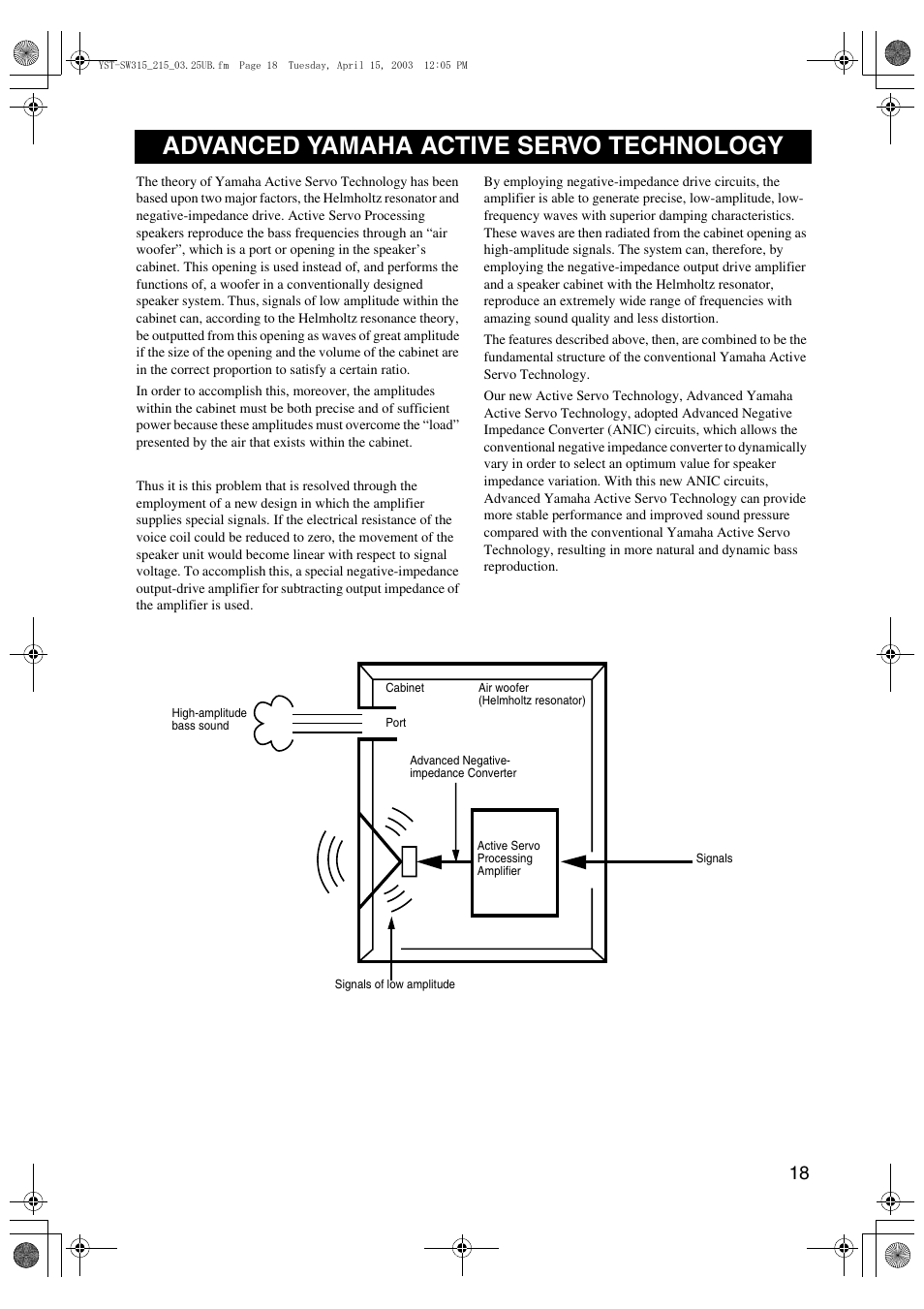 Advanced yamaha active servo technology | Yamaha HTR-5940 AV User Manual | Page 166 / 169