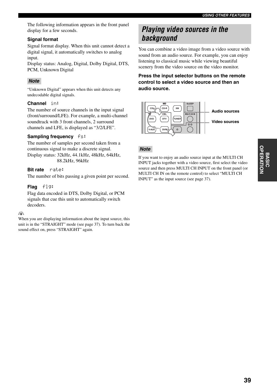 Playing video sources in the background | Yamaha HTR-5940 AV User Manual | Page 43 / 169