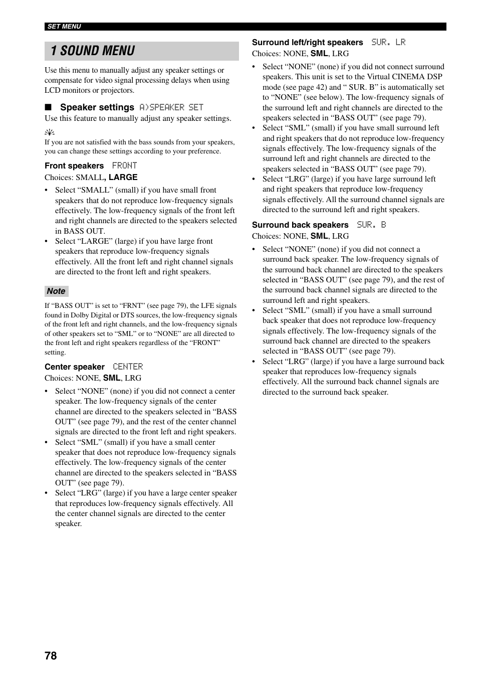 1 sound menu, Nu” (see | Yamaha HTR-5940 AV User Manual | Page 82 / 169