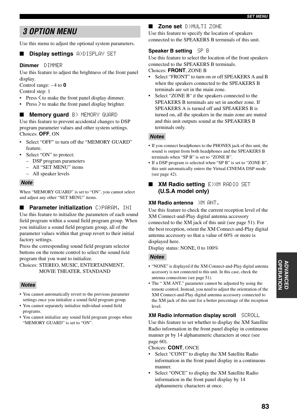 3 option menu, Nu” (see | Yamaha HTR-5940 AV User Manual | Page 87 / 169