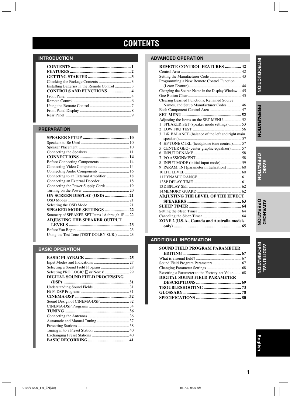 Yamaha RX-V1200 User Manual | Page 5 / 84