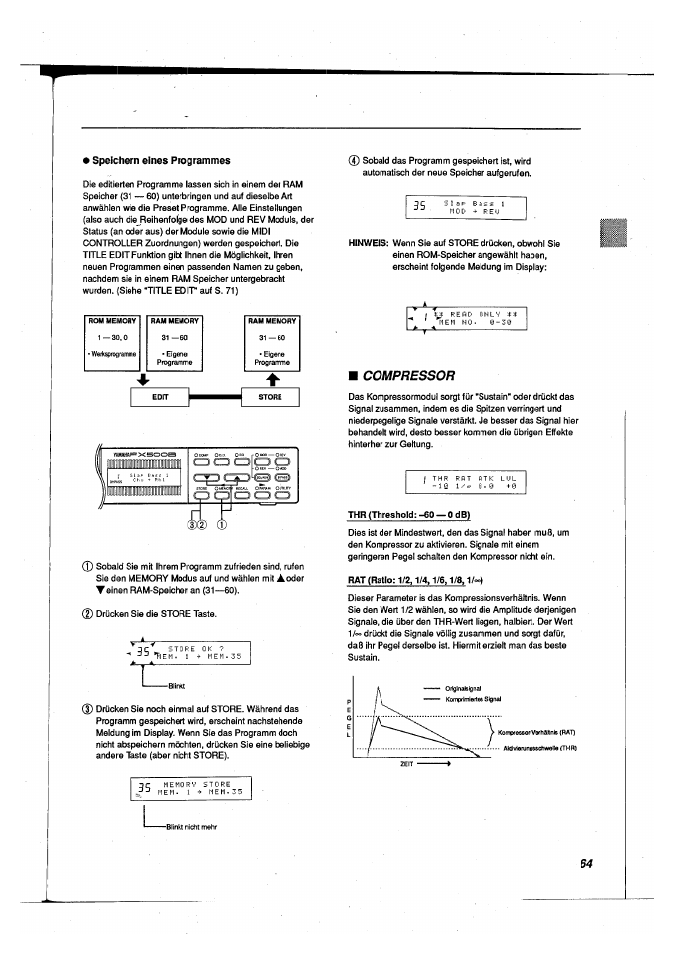 Speichern eines programmes, Compressor | Yamaha FX500B User Manual | Page 65 / 94