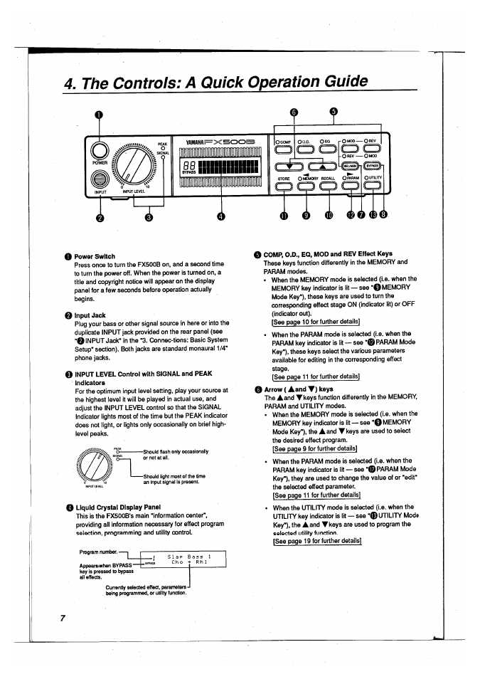 The controls: a quick operation guide | Yamaha FX500B User Manual | Page 8 / 94