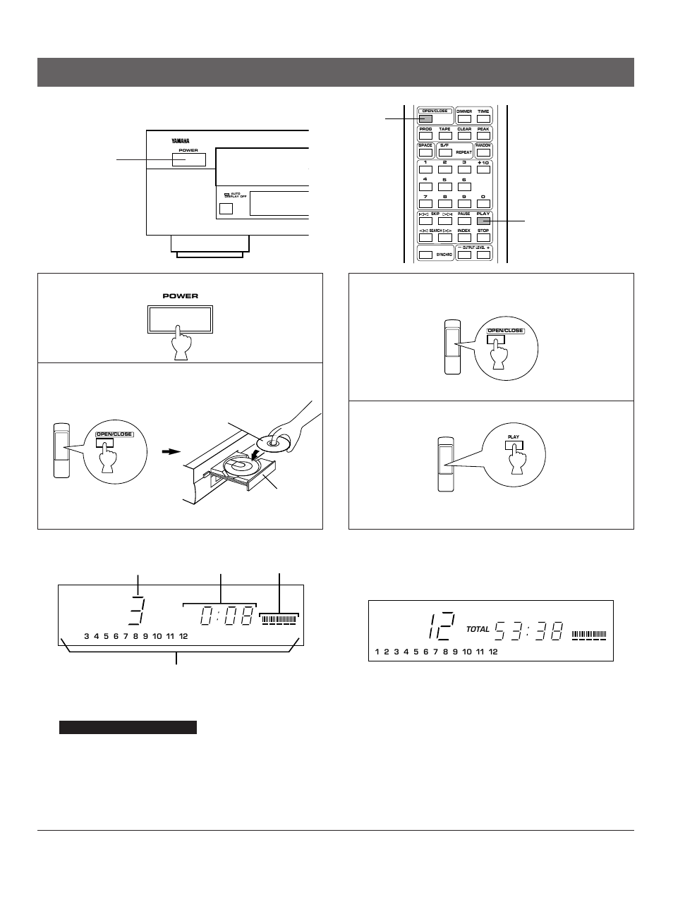 Basic operation, Basic operation 1 2 3, Display information at disc play | Yamaha CDX-480 User Manual | Page 8 / 22