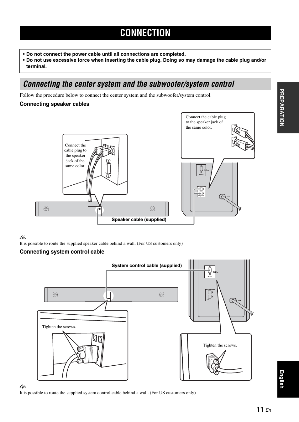 Connection, Control | Yamaha YAS-71CU User Manual | Page 15 / 44