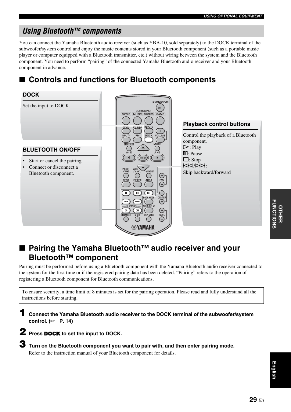 Using bluetooth™ components, P. 29), P. 29 | Yamaha YAS-71CU User Manual | Page 33 / 44