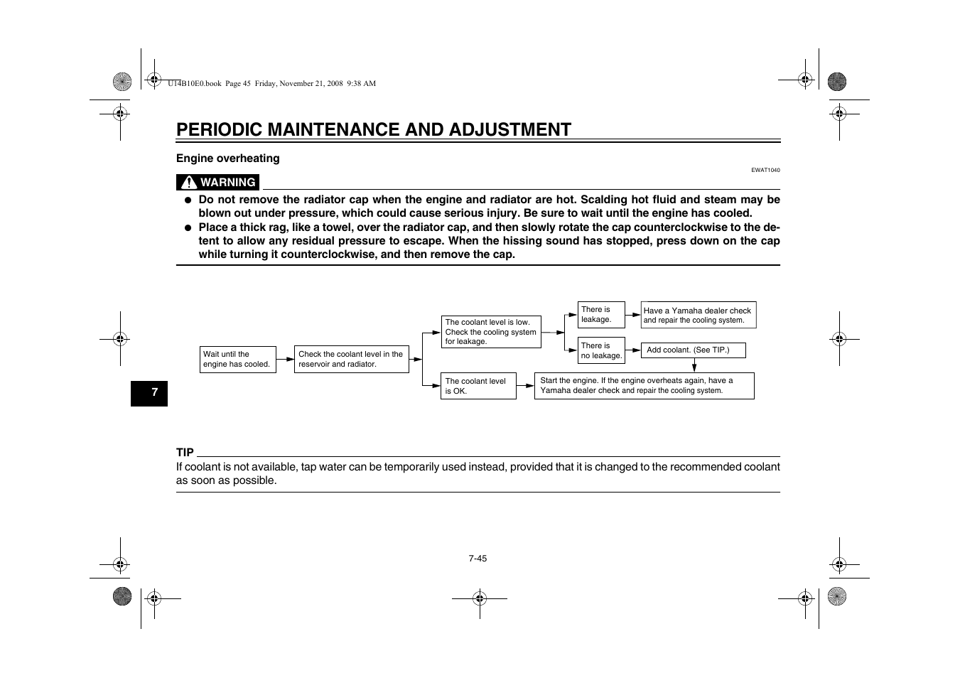 Periodic maintenance and adjustment | Yamaha YZFR1Y(C) User Manual | Page 100 / 122