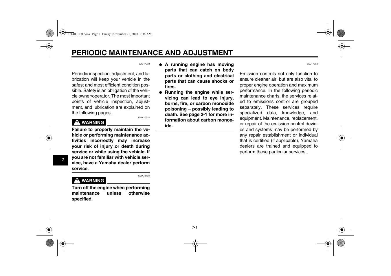 Periodic maintenance and adjustment | Yamaha YZFR1Y(C) User Manual | Page 56 / 122