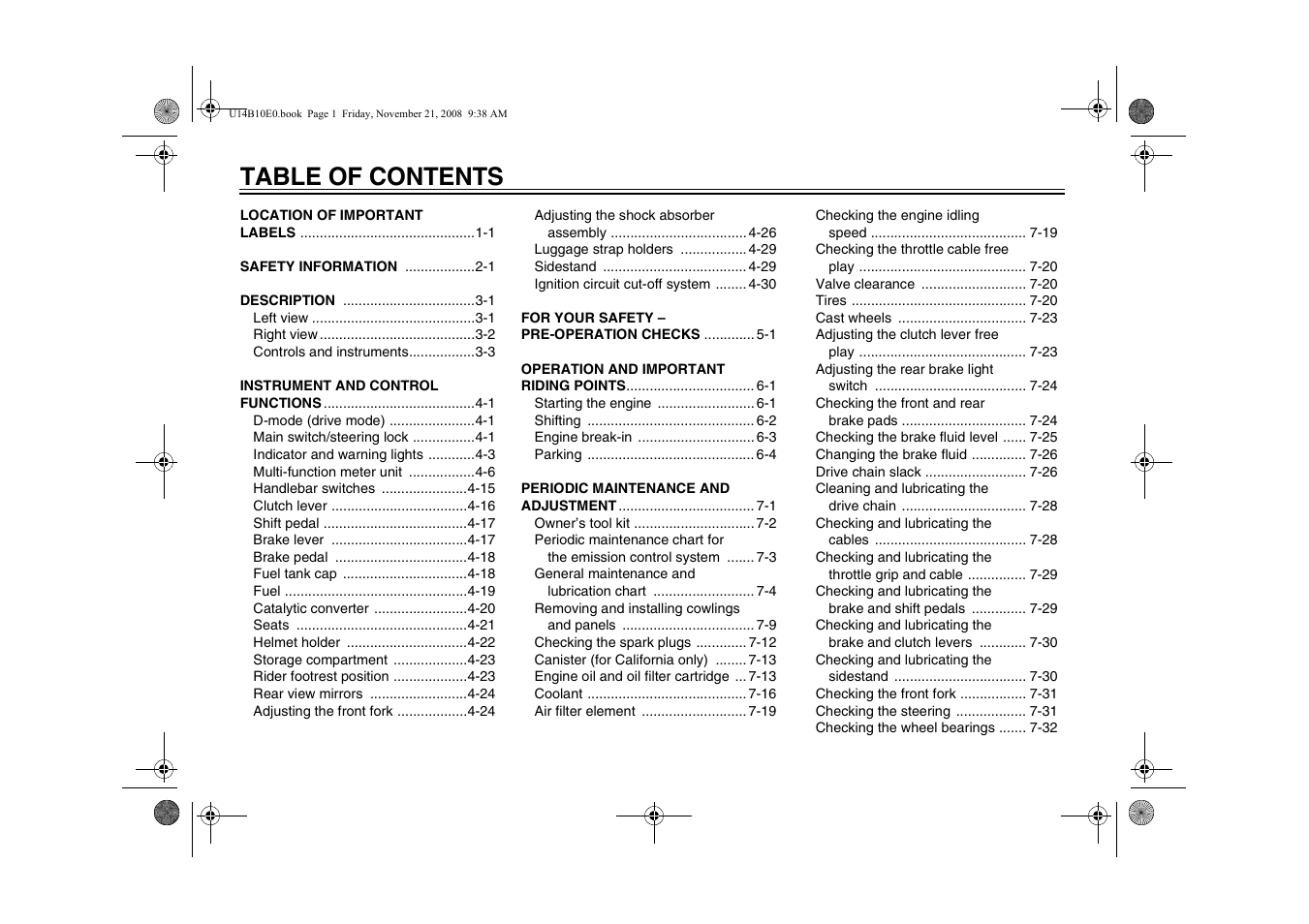 Yamaha YZFR1Y(C) User Manual | Page 6 / 122