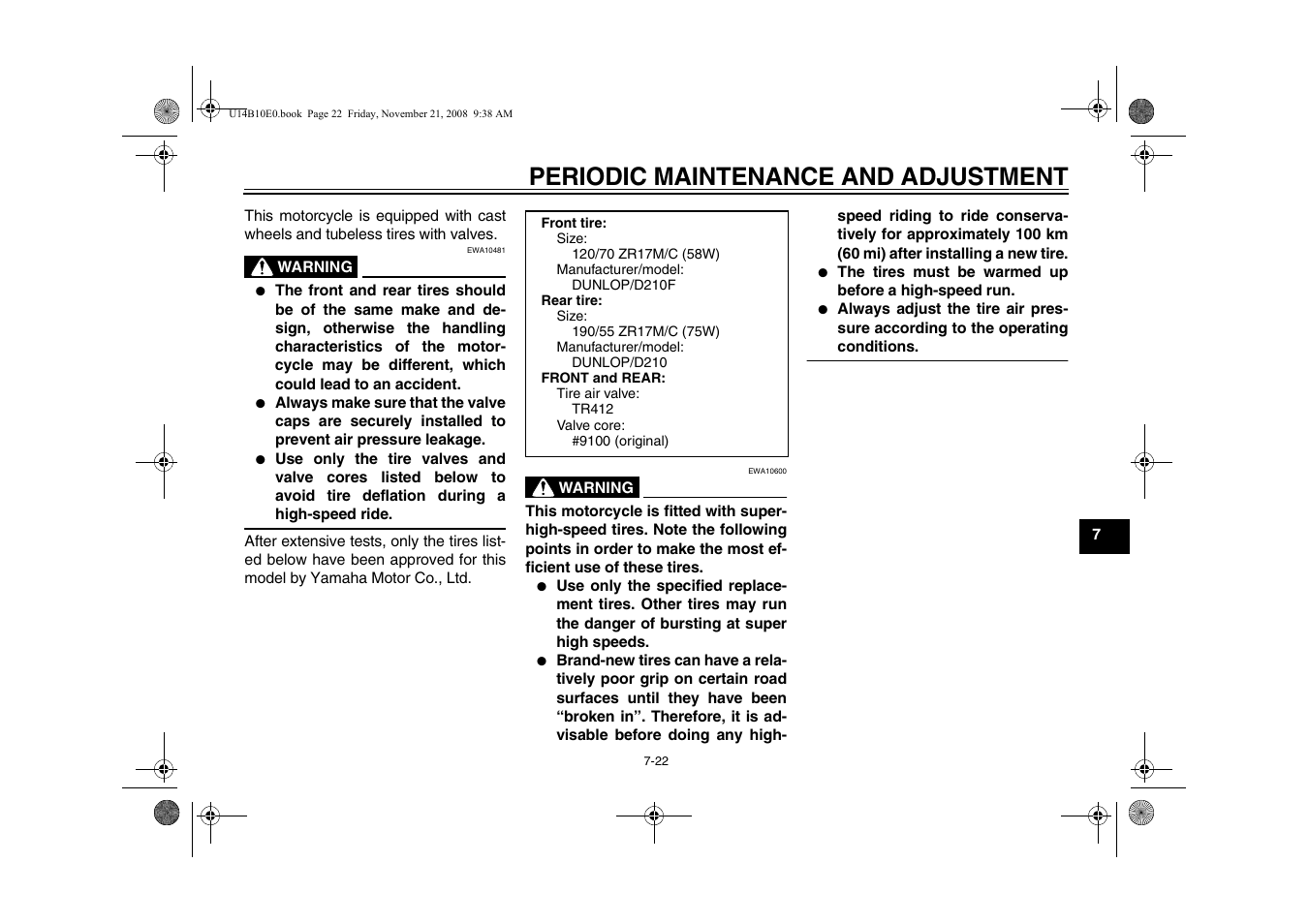 Periodic maintenance and adjustment | Yamaha YZFR1Y(C) User Manual | Page 77 / 122