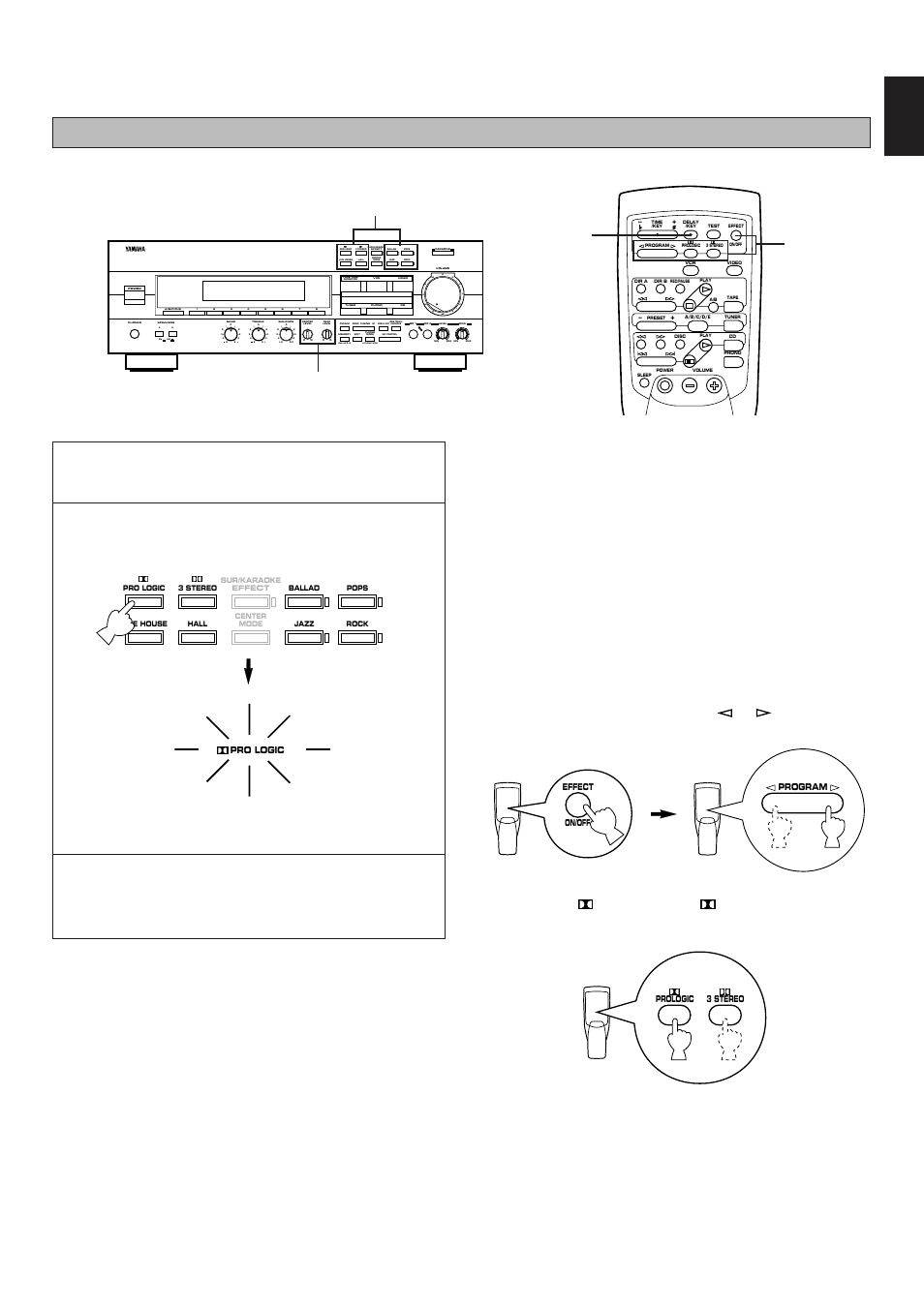 English, Aon b off, Man'l/auto fm | Auto/man’l mono | Yamaha RX-V300K User Manual | Page 29 / 38