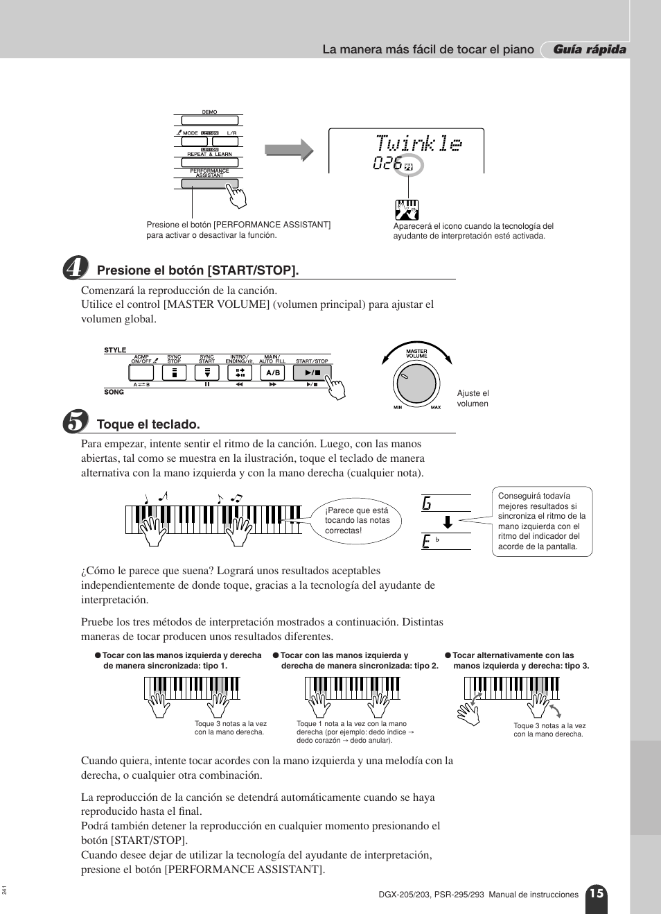 Twinkle | Yamaha Portable Grand PSR-295 User Manual | Page 15 / 98