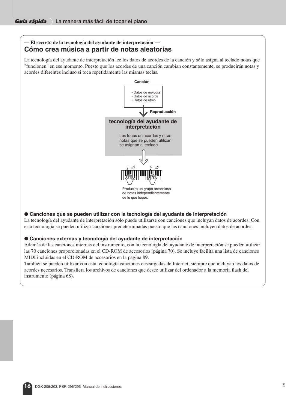 Cómo crea música a partir de notas aleatorias | Yamaha Portable Grand PSR-295 User Manual | Page 16 / 98