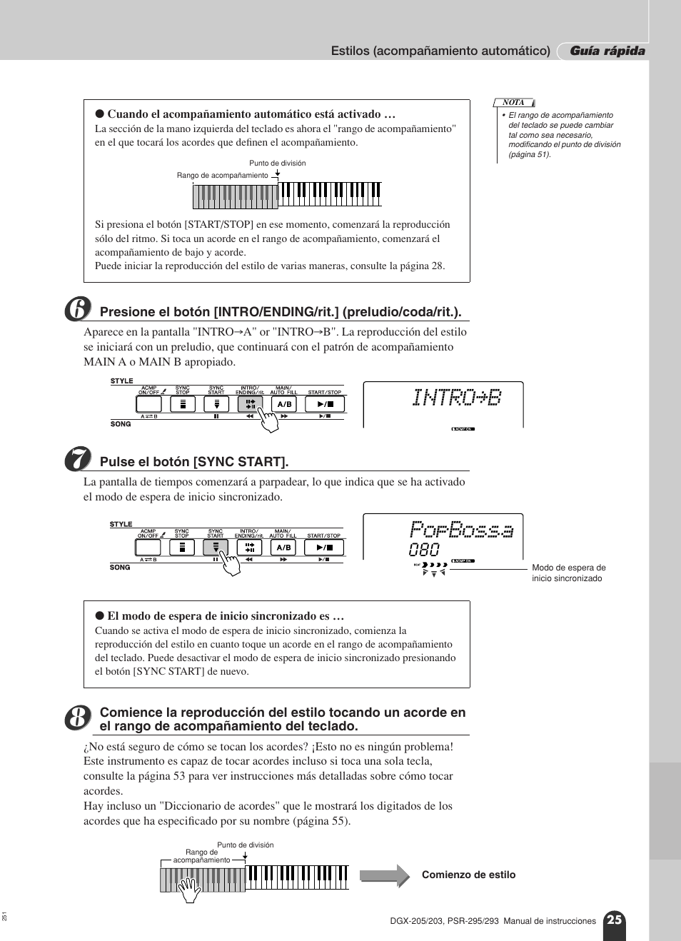 Intro≥b, Popbossa | Yamaha Portable Grand PSR-295 User Manual | Page 25 / 98