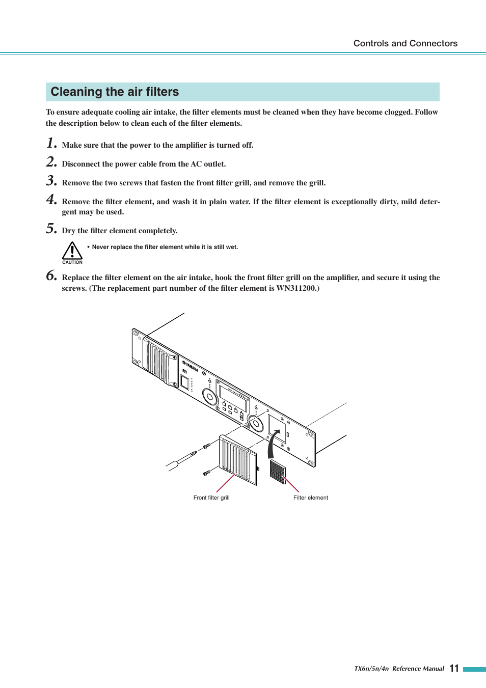 Cleaning the air filters | Yamaha TX5n User Manual | Page 11 / 60