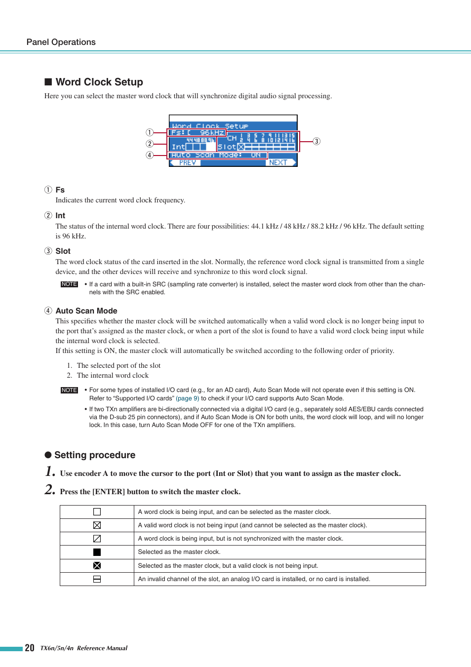 Word clock setup, Setting procedure | Yamaha TX5n User Manual | Page 20 / 60