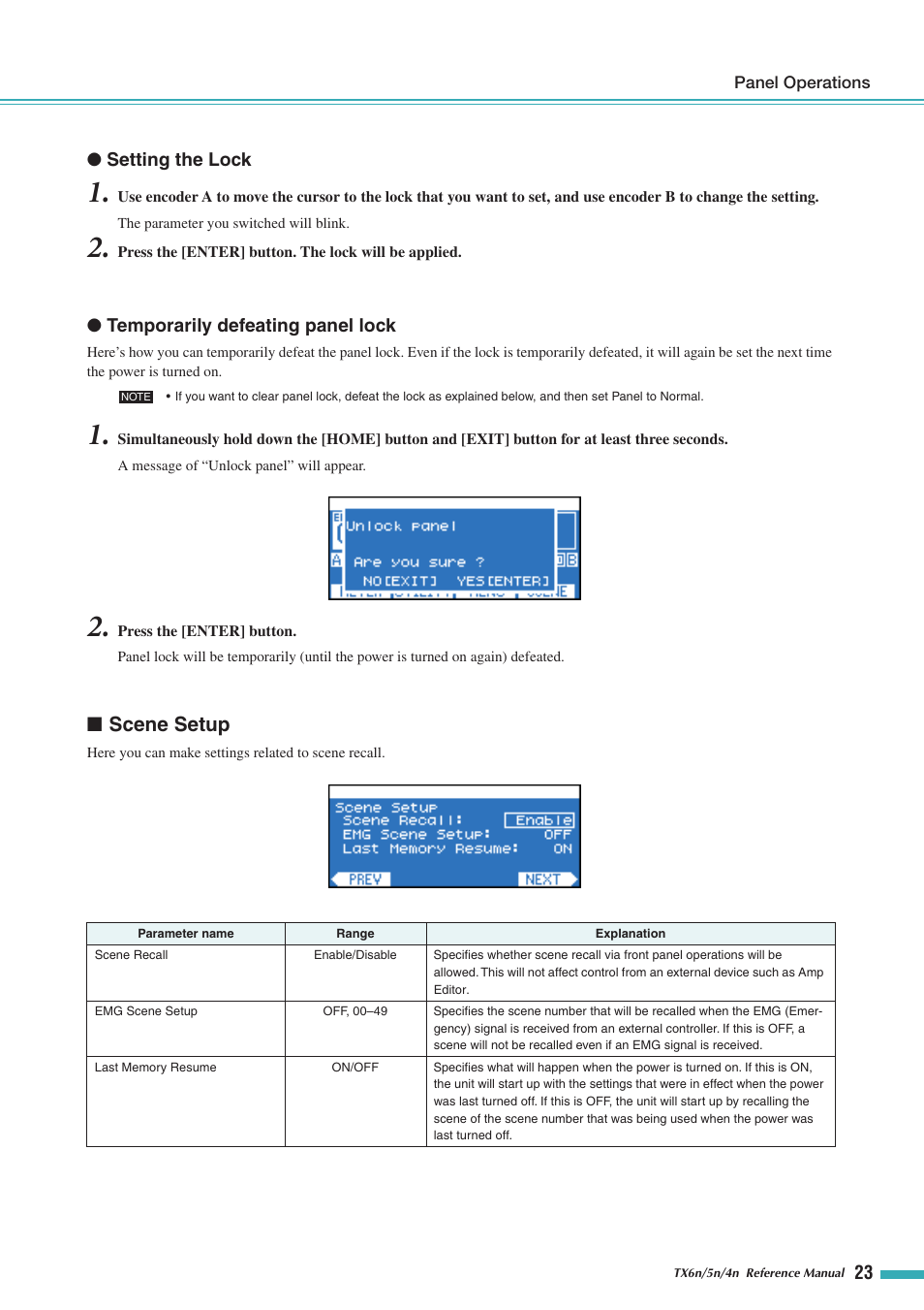 Scene setup | Yamaha TX5n User Manual | Page 23 / 60