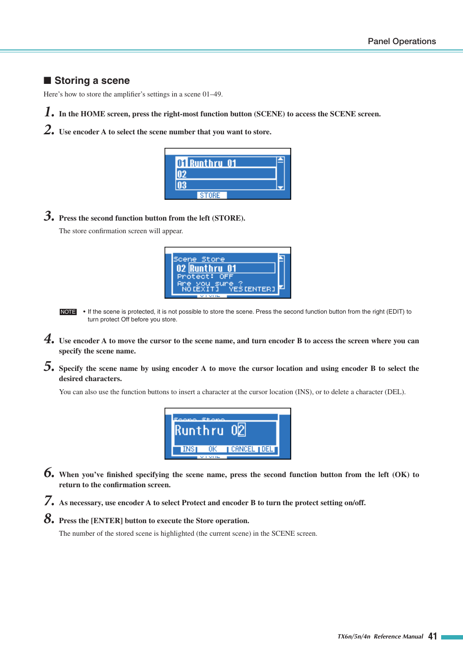 Storing a scene | Yamaha TX5n User Manual | Page 41 / 60