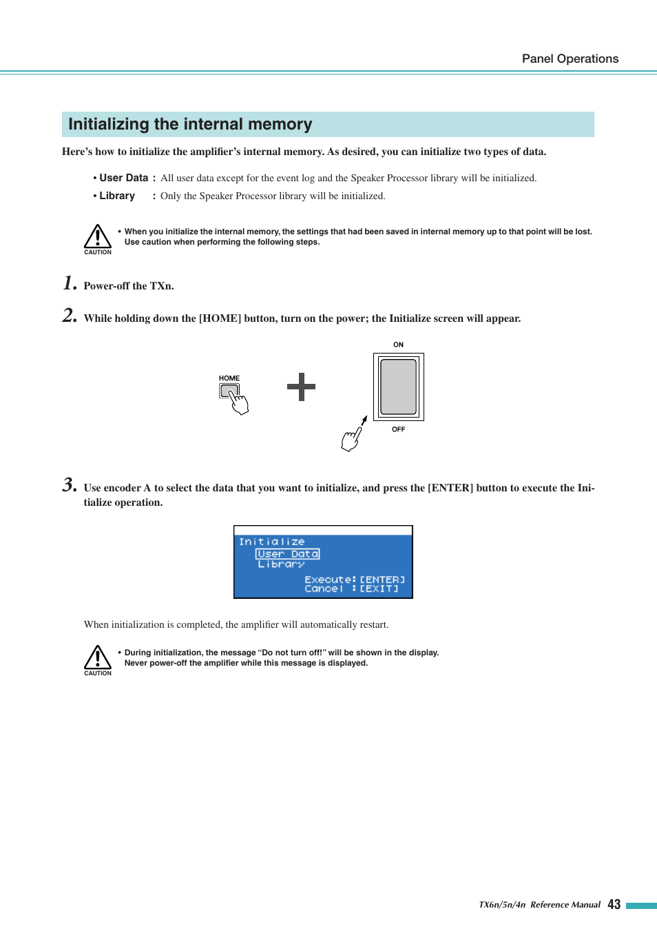 Initializing the internal memory | Yamaha TX5n User Manual | Page 43 / 60