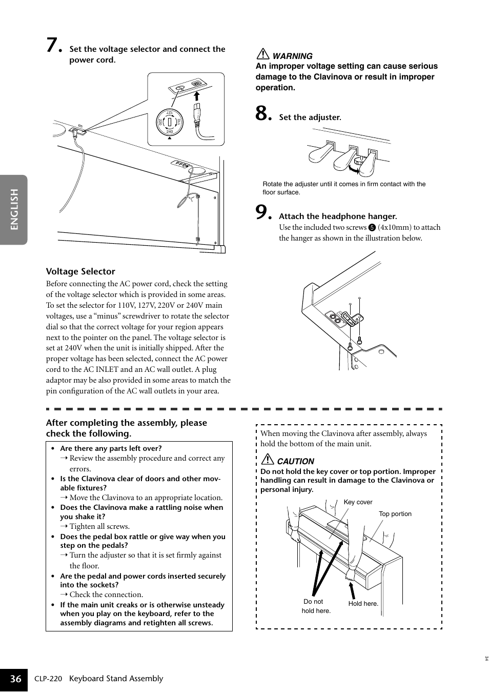 36 english | Yamaha CLP-220 User Manual | Page 36 / 50