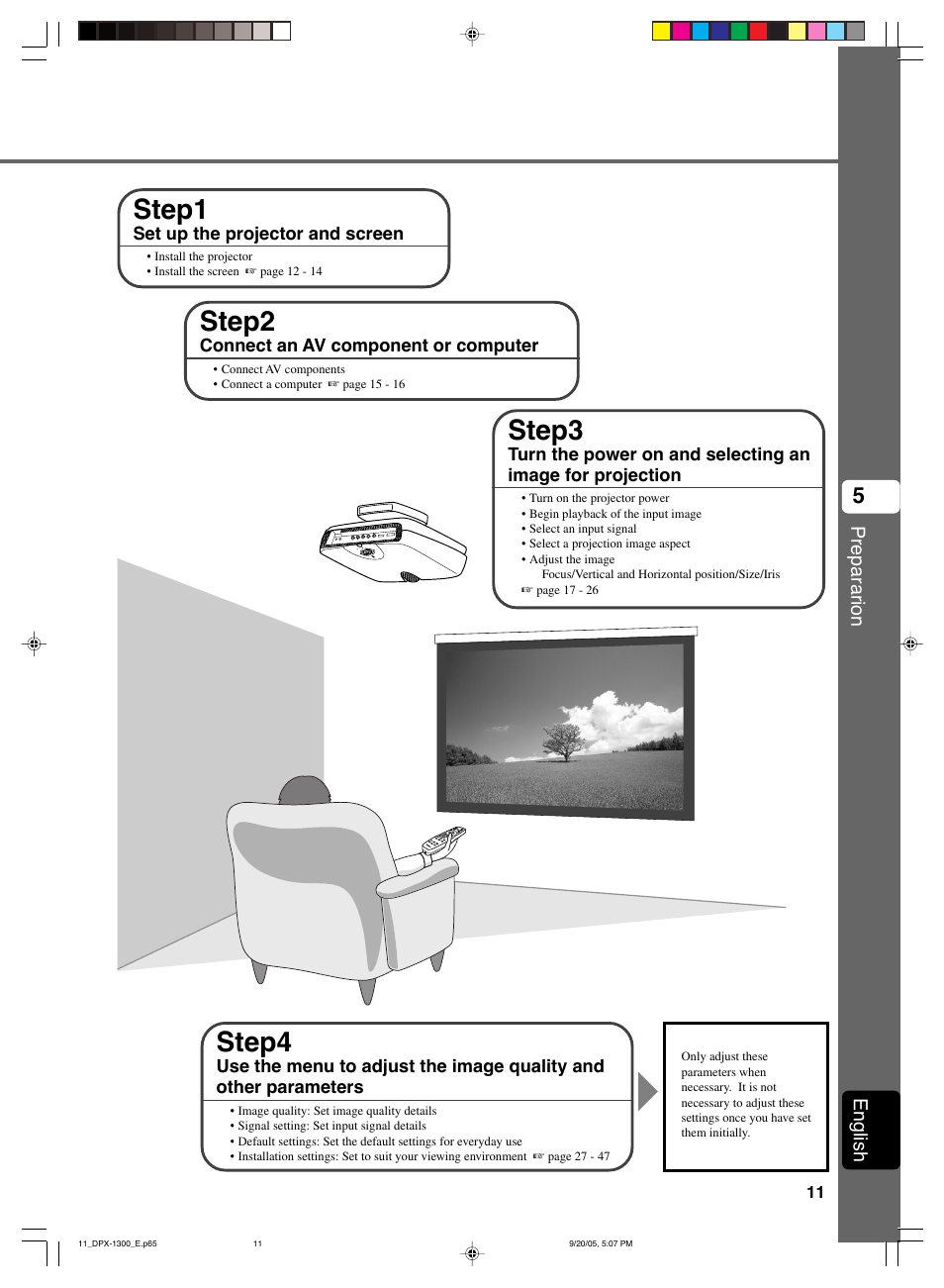 Step2, Step3, Step1 | Step4 | Yamaha DPX-1300 G User Manual | Page 13 / 67