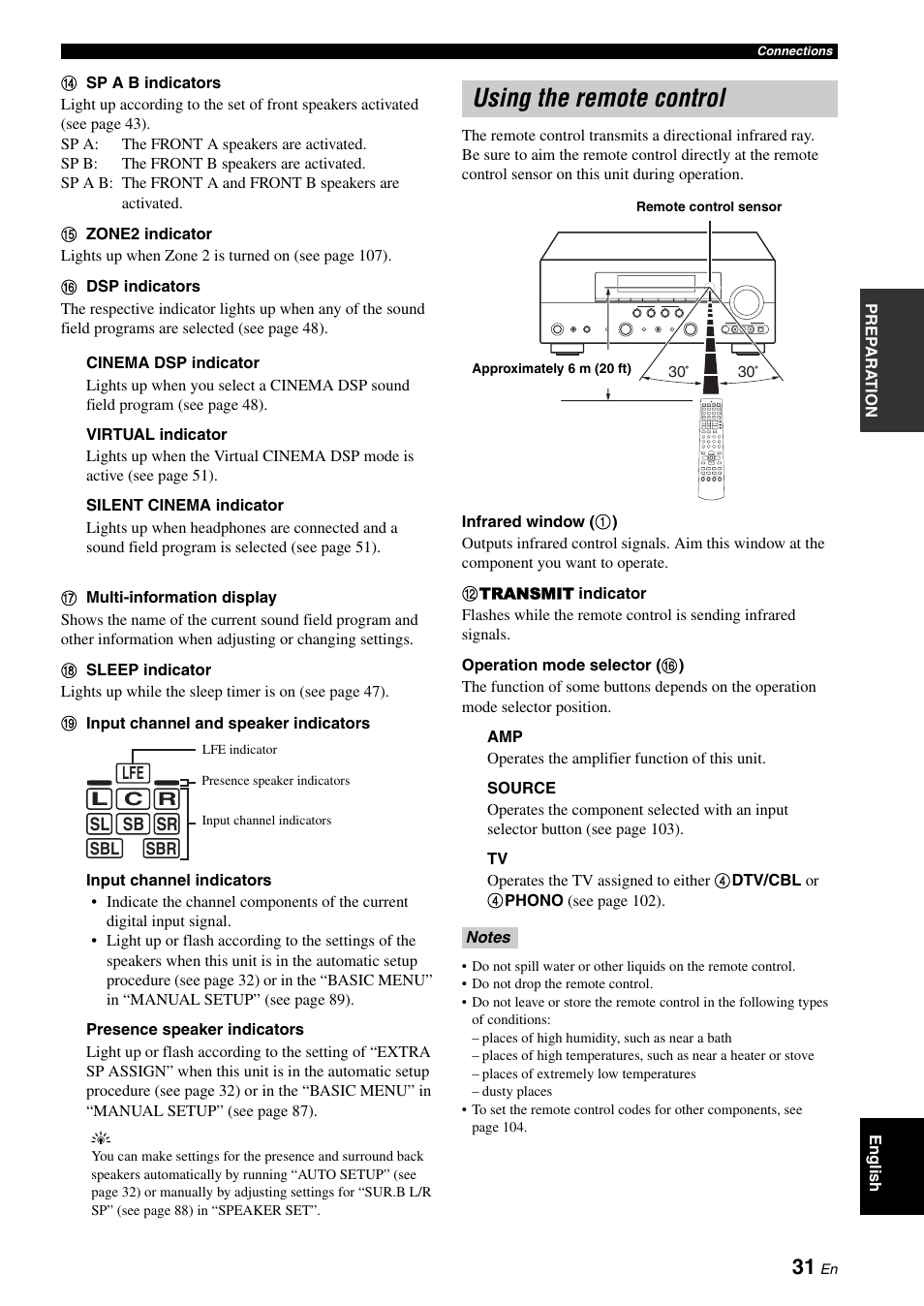 Using the remote control | Yamaha HTR-6180 User Manual | Page 35 / 152