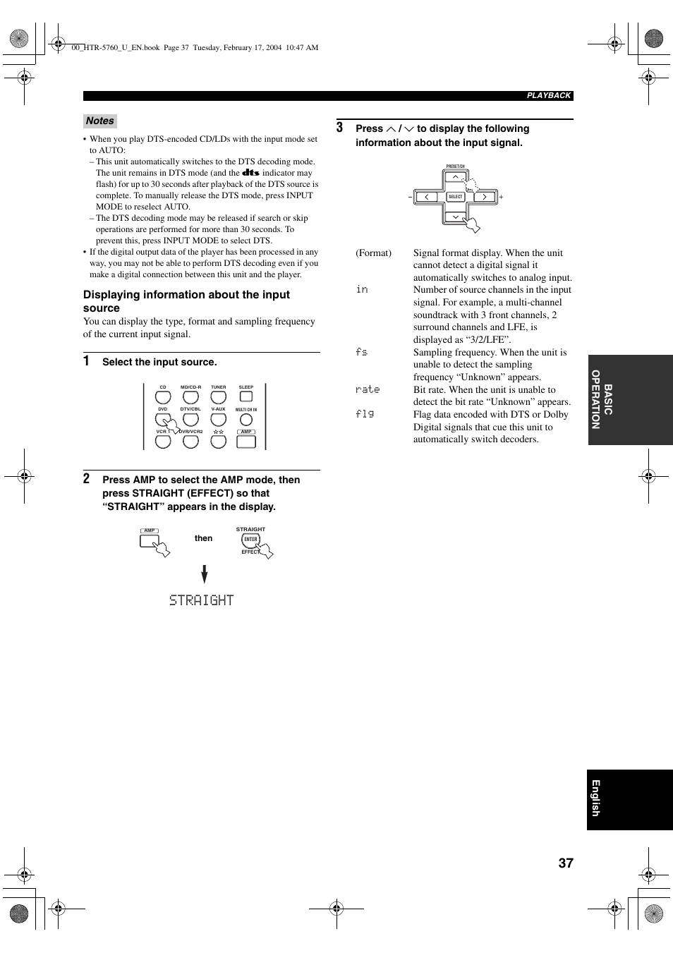 Straight 3 | Yamaha HTR-5760 User Manual | Page 41 / 88