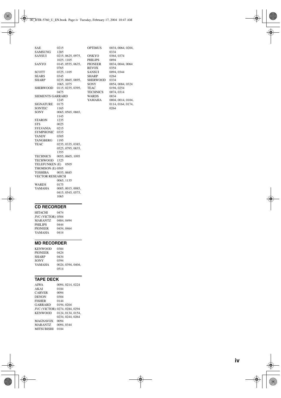 Yamaha HTR-5760 User Manual | Page 87 / 88