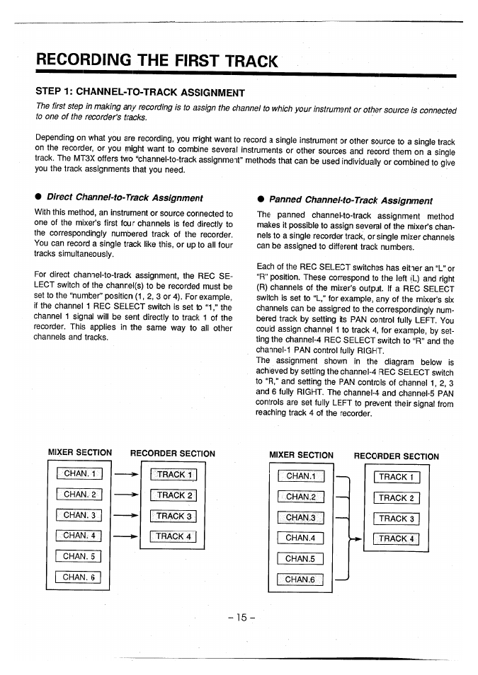Recording the first track | Yamaha MT3X User Manual | Page 16 / 92