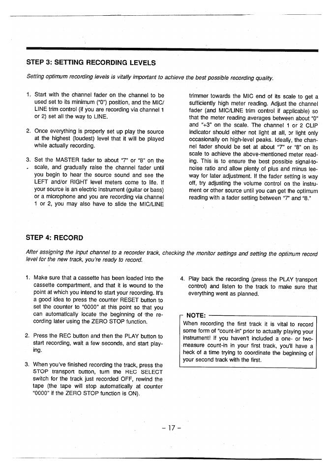 Step 3: setting recording levels, Step 4: record, Step 3: setting recording levels step 4: record | Yamaha MT3X User Manual | Page 18 / 92