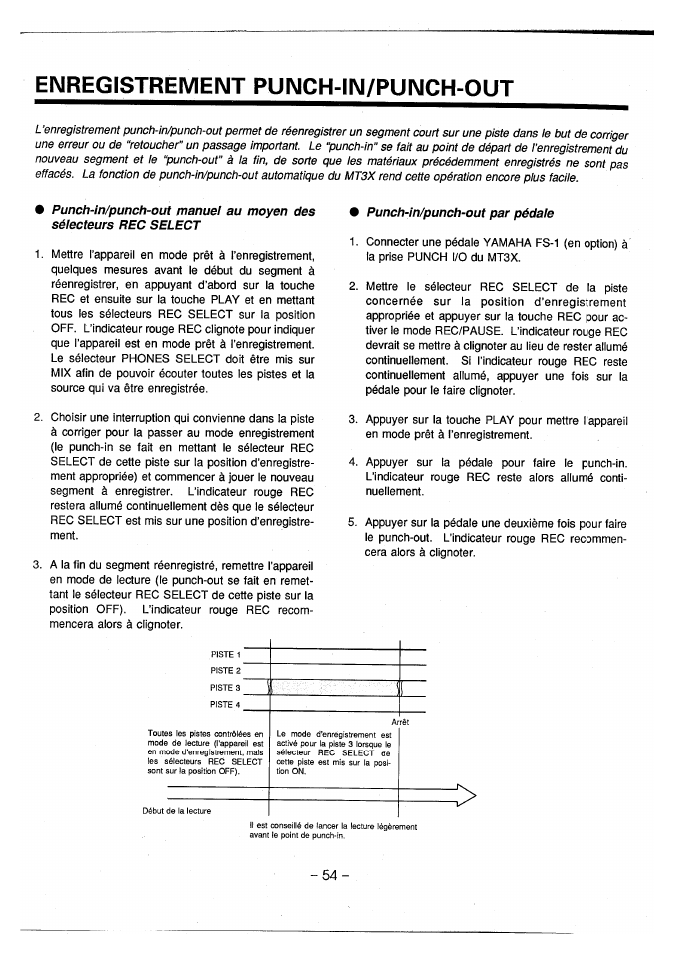 Enregistrement punch-in/punch-out, Punch-in/punch-out par pédale | Yamaha MT3X User Manual | Page 55 / 92