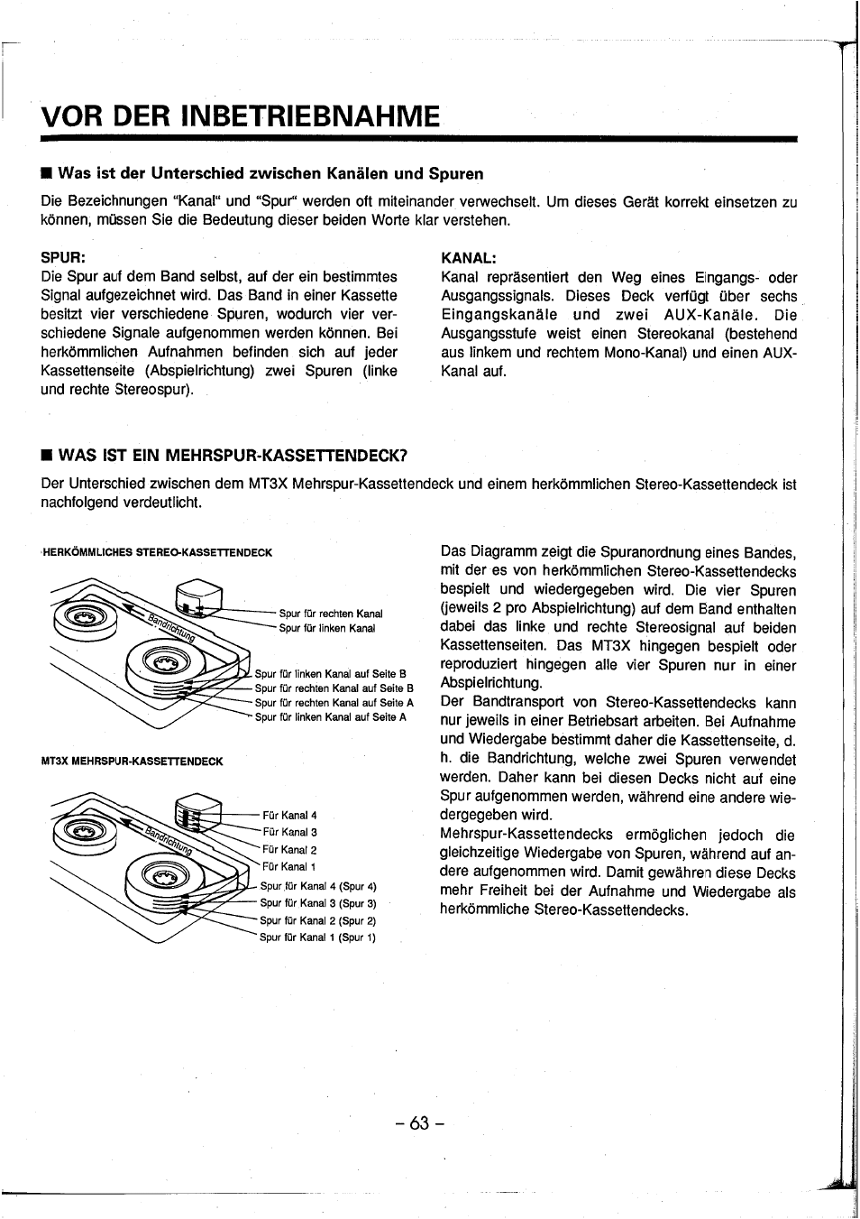 Vor der inbetriebnahme, Was ist ein mehrspur-kassettendeck | Yamaha MT3X User Manual | Page 64 / 92